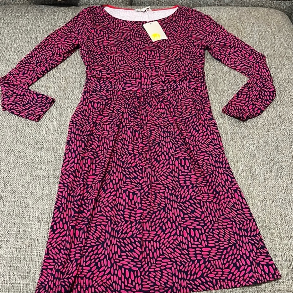 NWOT Pink and Navy Patterned Dress with POCKETS!